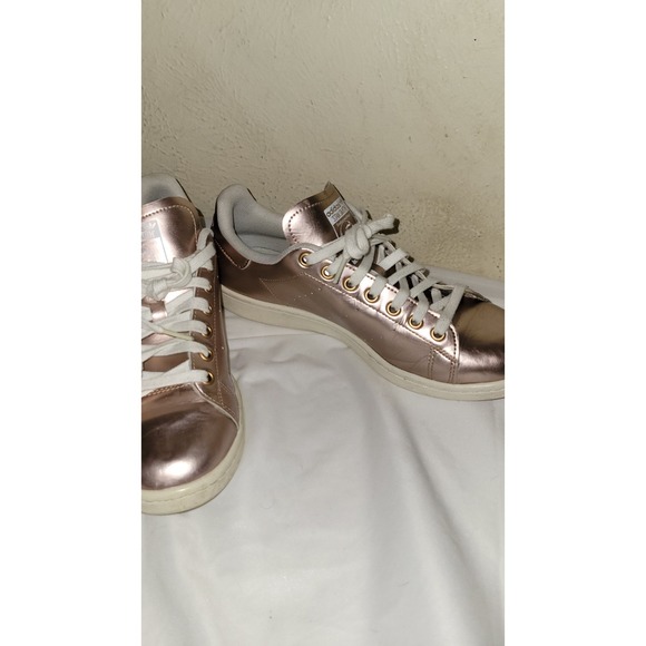 Adidas Stan Smith Rose Gold Metallic Sneakers Women's Size 10 Rare Color - Picture 2 of 11